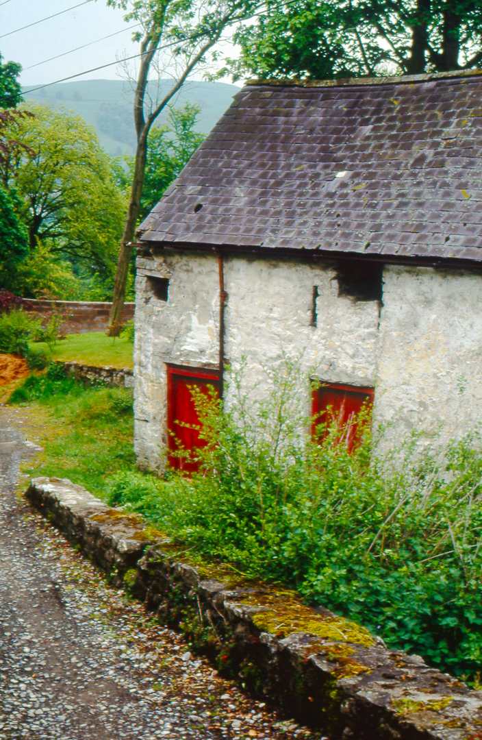Maeshafn Mine office with hole for flat rod to engine shaft August 1987